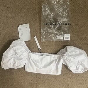Susana Monaco Poplin Puff Sleeve Crop Top - XS (NWT)